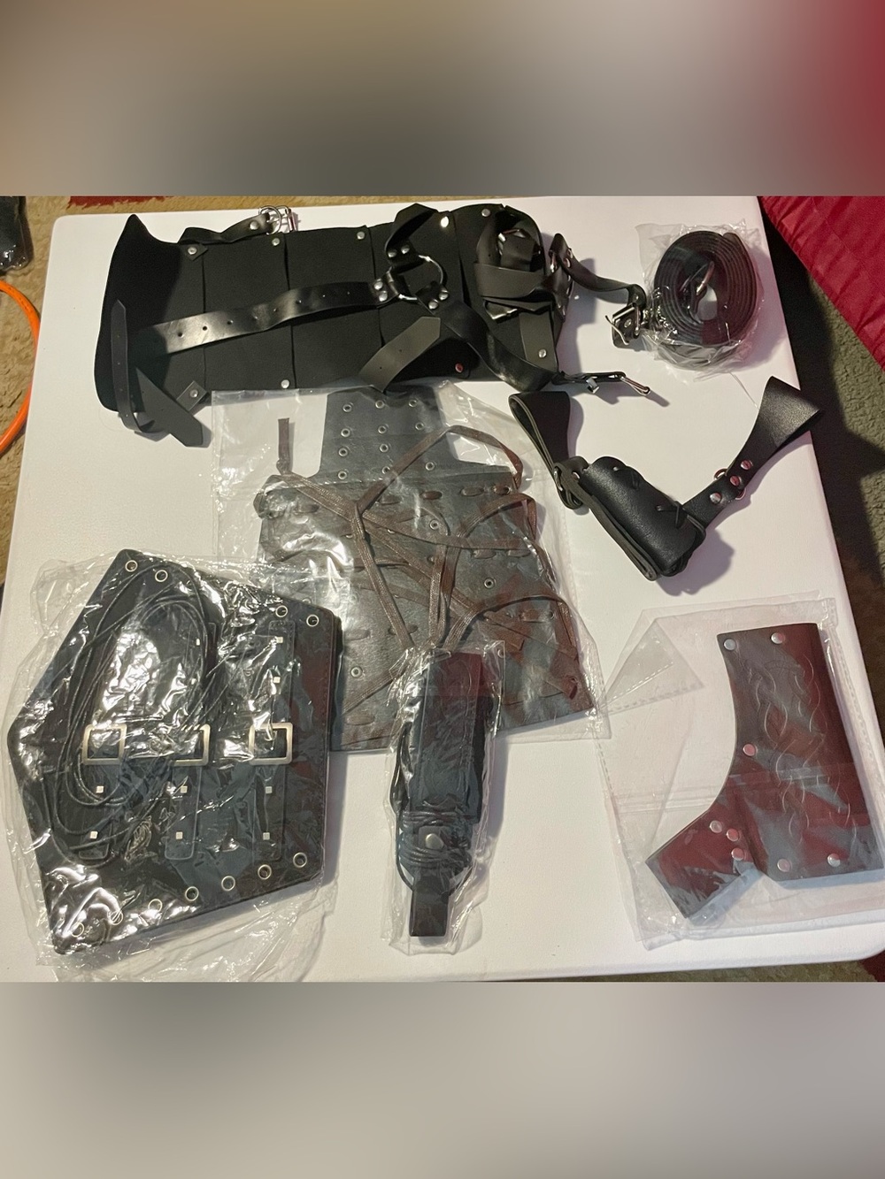 Medieval Viking Pirate Cosplay Accessory Lot Faux Leather Belts Armor As Is
